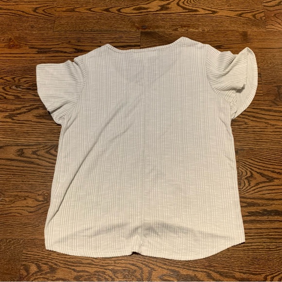 French Laundry Tie Front Short Flutter Sleeve Top Large White - Picture 6 of 6